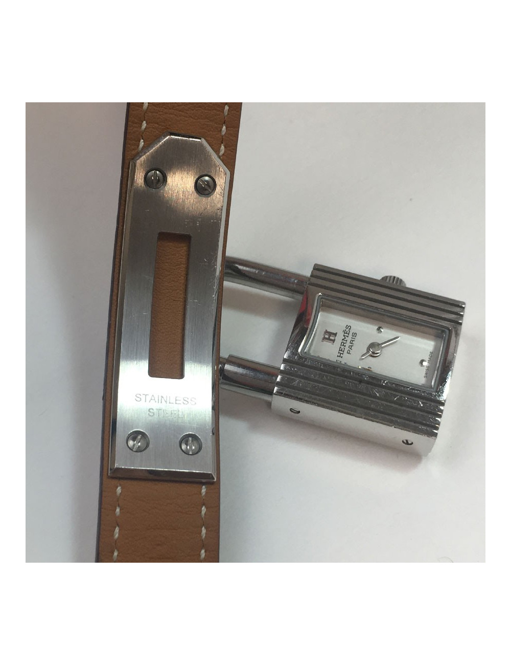 Montre Kelly HERMES bracelet double tour en veau barénia