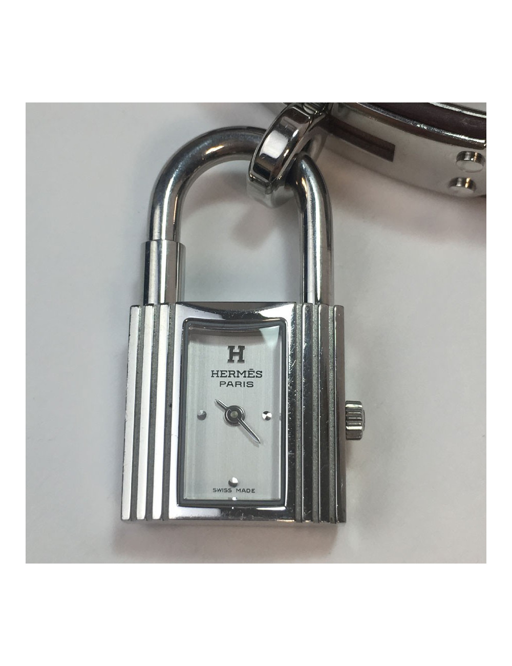 HERMES  kelly wtach with bracelet in calfskin barenia leather