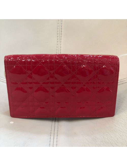 Pochette Lady DIOR cuir verni rouge