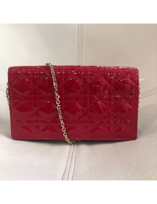 Sac CHRISTIAN DIOR cuir verni rouge