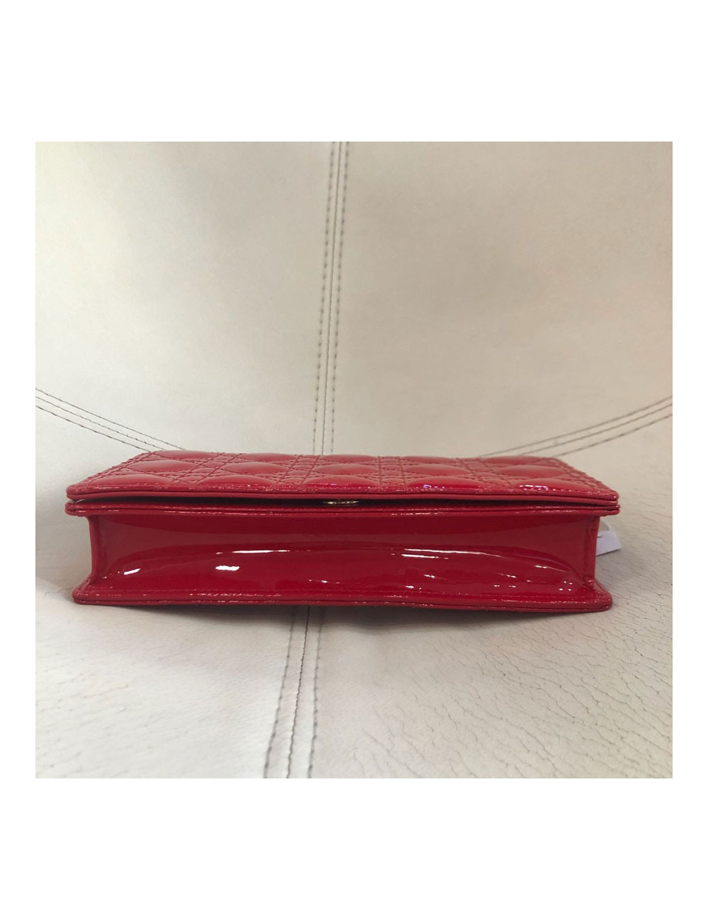 Sac CHRISTIAN DIOR cuir verni rouge