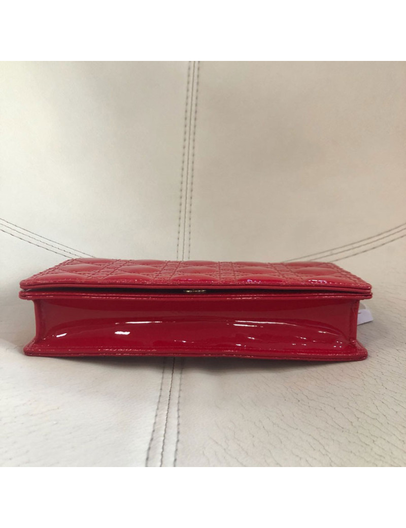 Sac CHRISTIAN DIOR cuir verni rouge