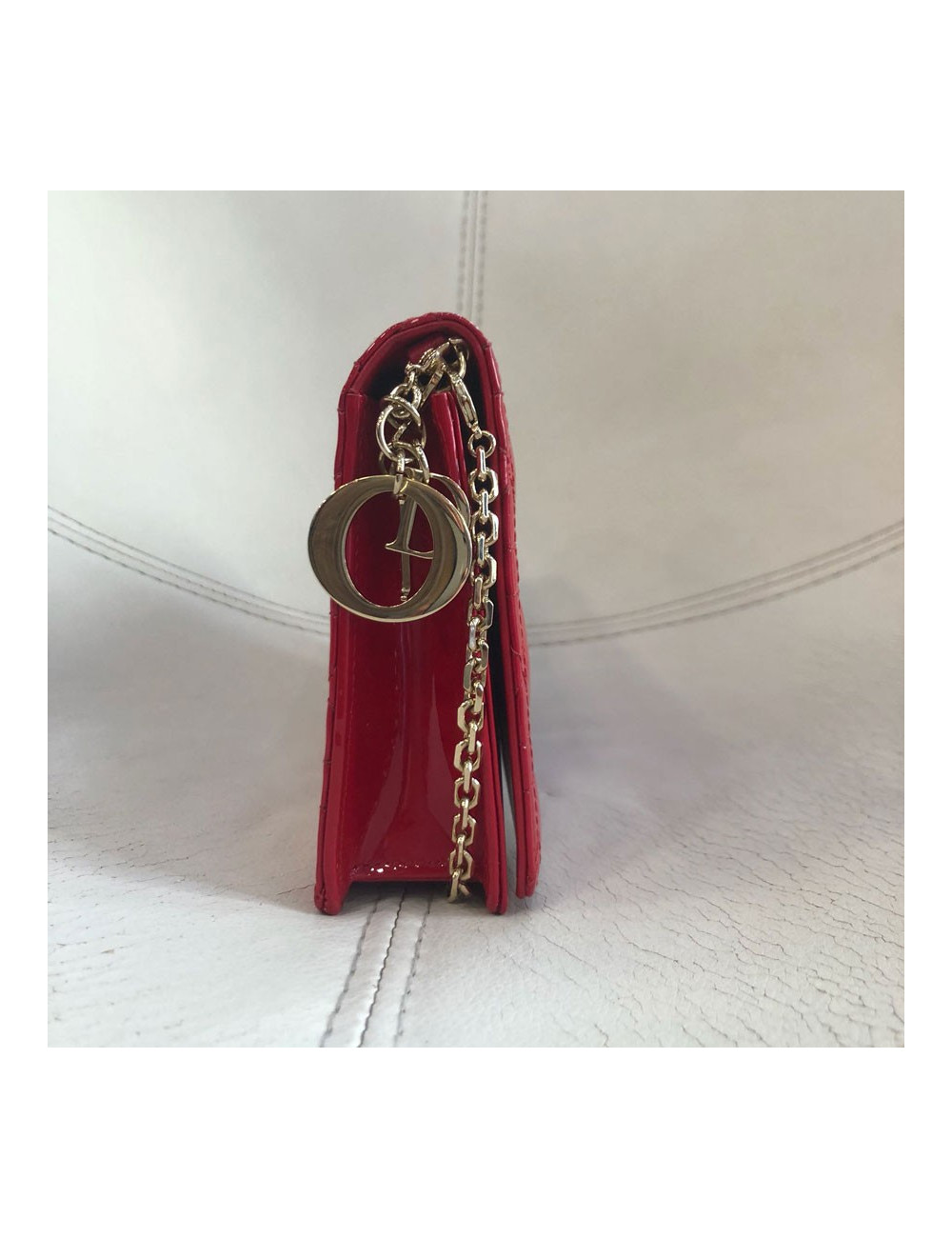 Sac CHRISTIAN DIOR cuir verni rouge