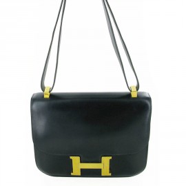 Hermes Herbag in ebony leather and canvas - VALOIS VINTAGE PARIS