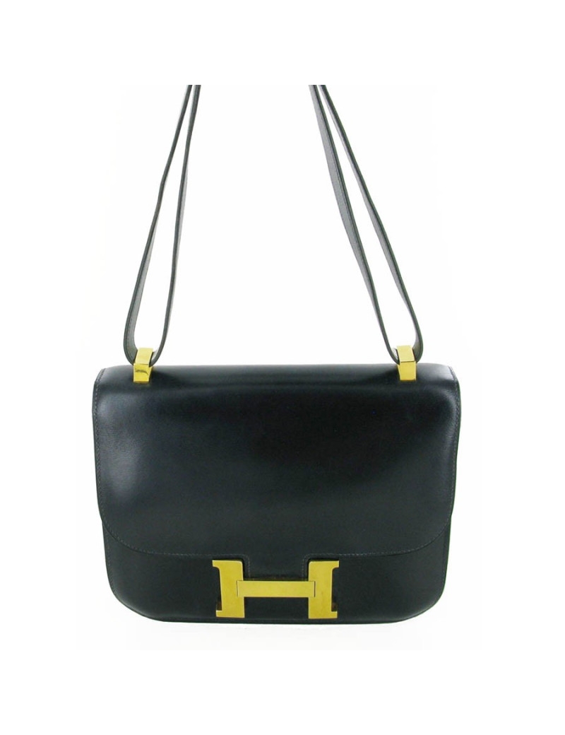 Sac Constance HERMES cuir bleu