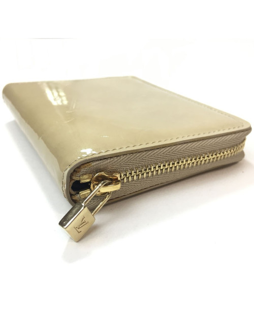 Porte-monnaie LOUIS VUITTON en cuir monogram beige verni