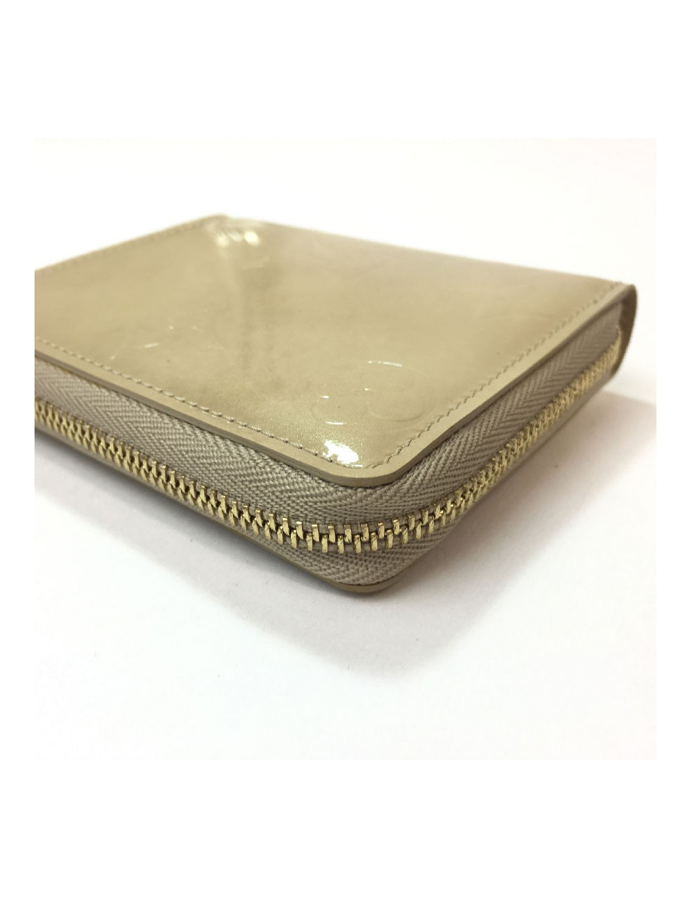 Porte-monnaie LOUIS VUITTON en cuir monogram beige verni