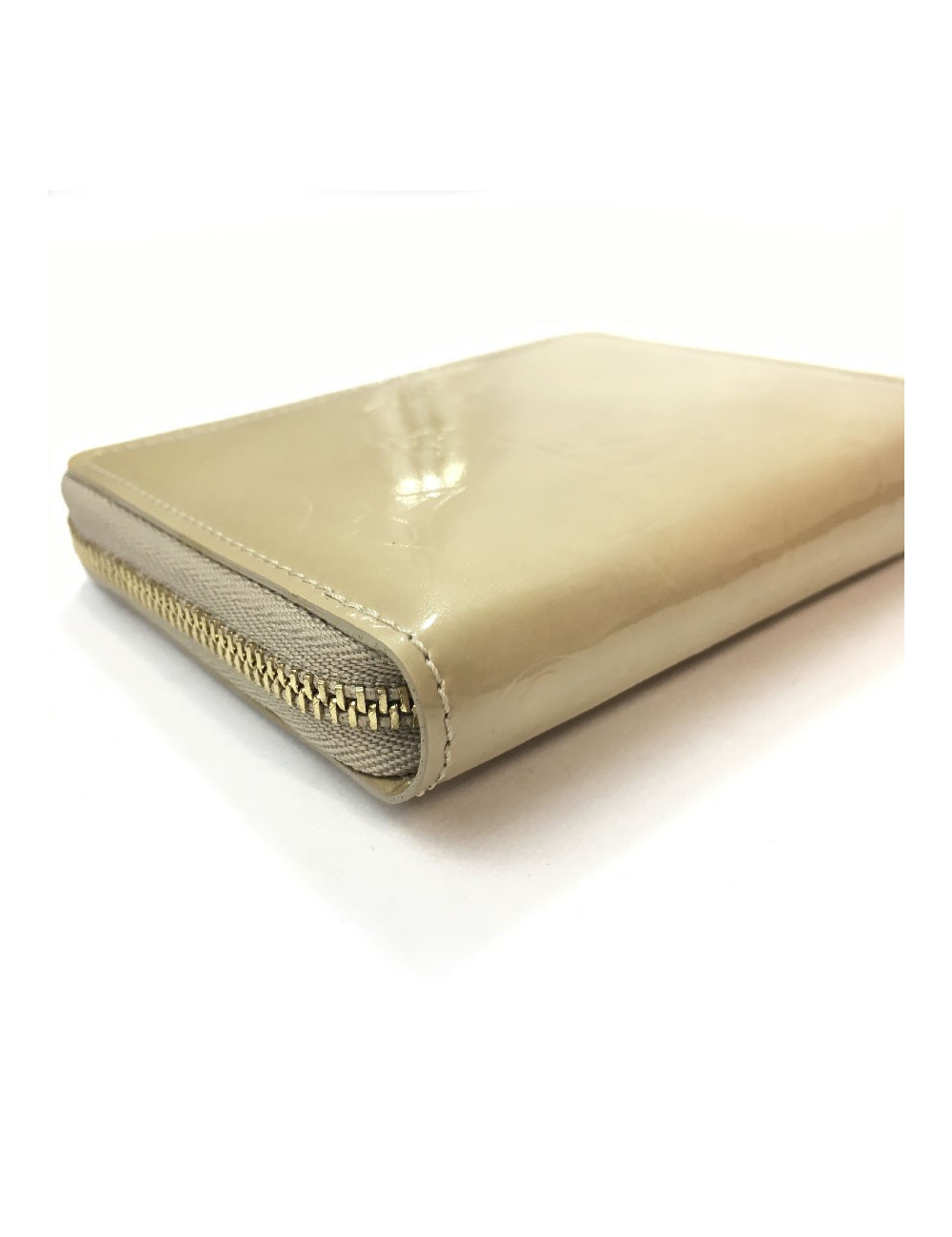 Porte monnaie LOUIS VUITTON CUIR MONOGRAM VERNI BEIGE