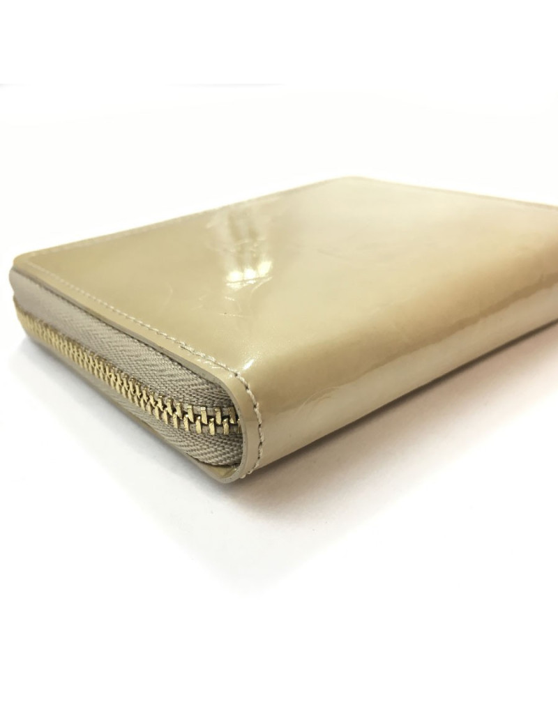 Porte-monnaie LOUIS VUITTON en cuir monogram beige verni