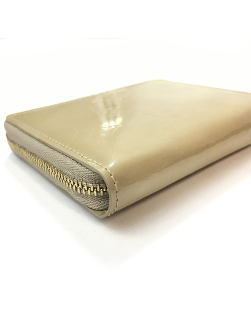 Porte monnaie LOUIS VUITTON CUIR MONOGRAM VERNI BEIGE