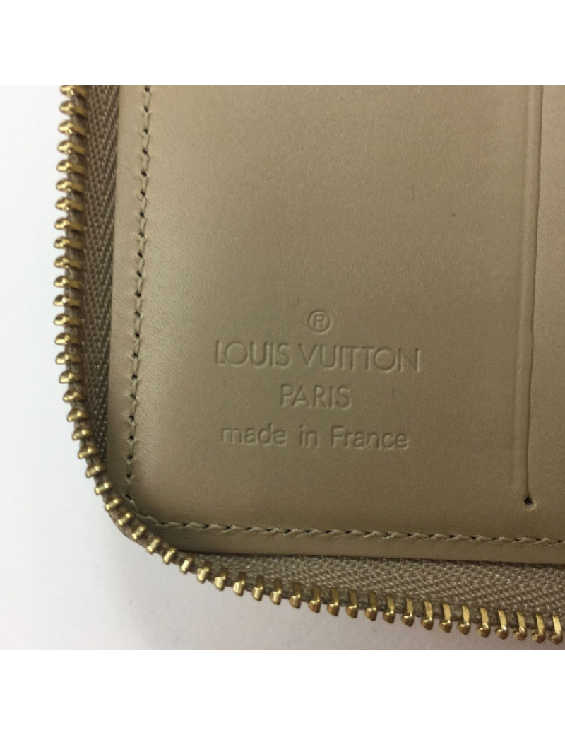 Porte monnaie LOUIS VUITTON CUIR MONOGRAM VERNI BEIGE