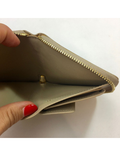 Porte monnaie LOUIS VUITTON CUIR MONOGRAM VERNI BEIGE