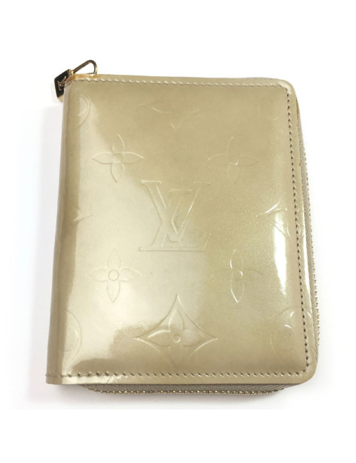 Porte-monnaie LOUIS VUITTON en cuir monogram beige verni
