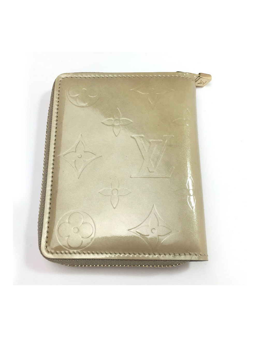 Porte monnaie LOUIS VUITTON CUIR MONOGRAM VERNI BEIGE