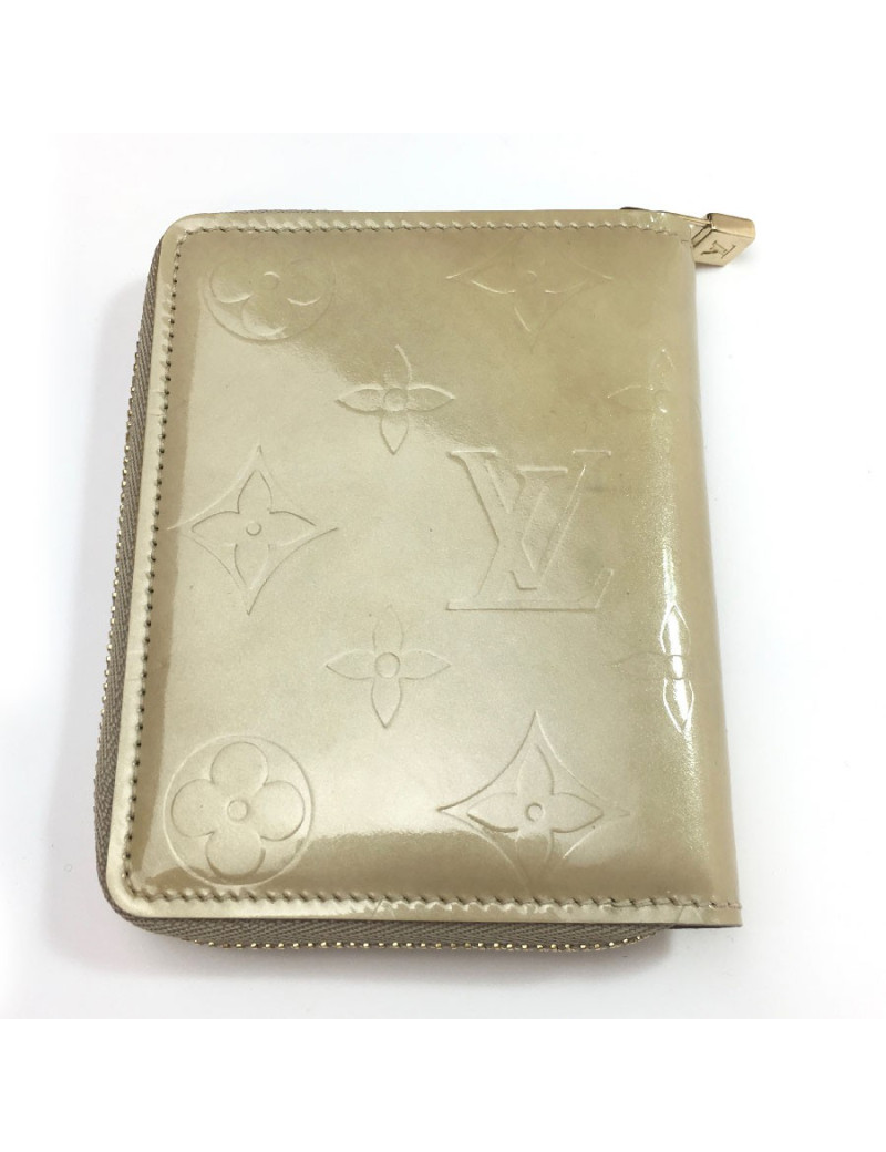 Porte monnaie LOUIS VUITTON CUIR MONOGRAM VERNI BEIGE