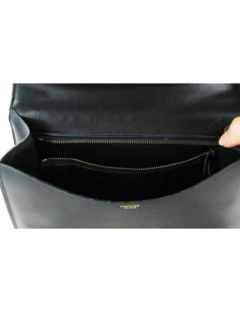 Sac Constance HERMES cuir bleu