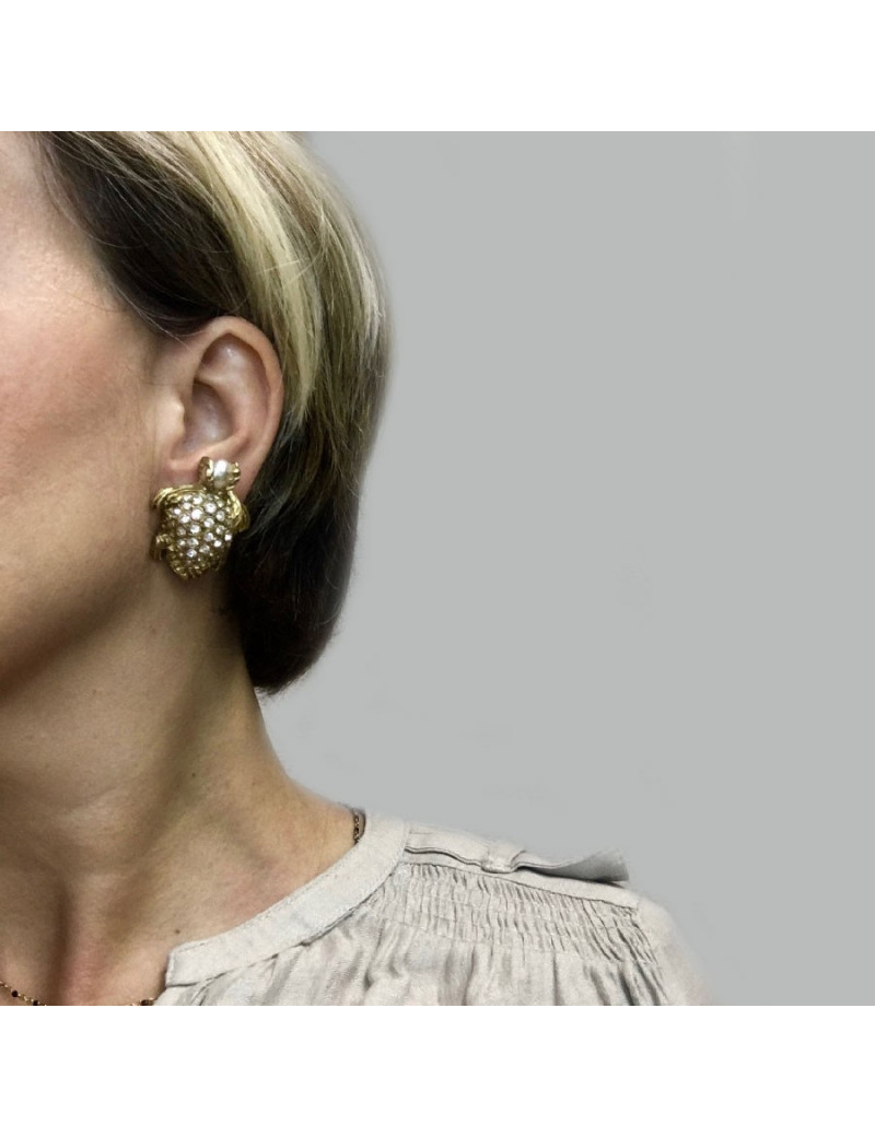 YVES SAINT LAURENT YSL gilded turtle clip-on earrings