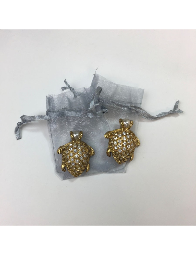 YVES SAINT LAURENT YSL gilded turtle clip-on earrings
