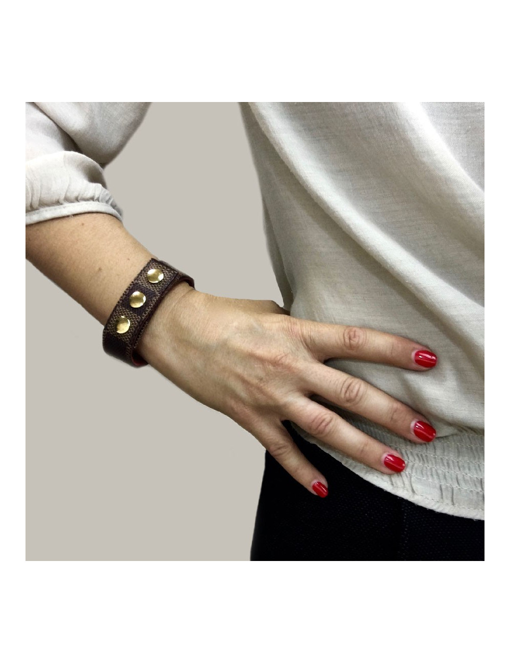 Bracelet LOUIS VUITTON damier "17-18 New Bond Street 24/02/98"