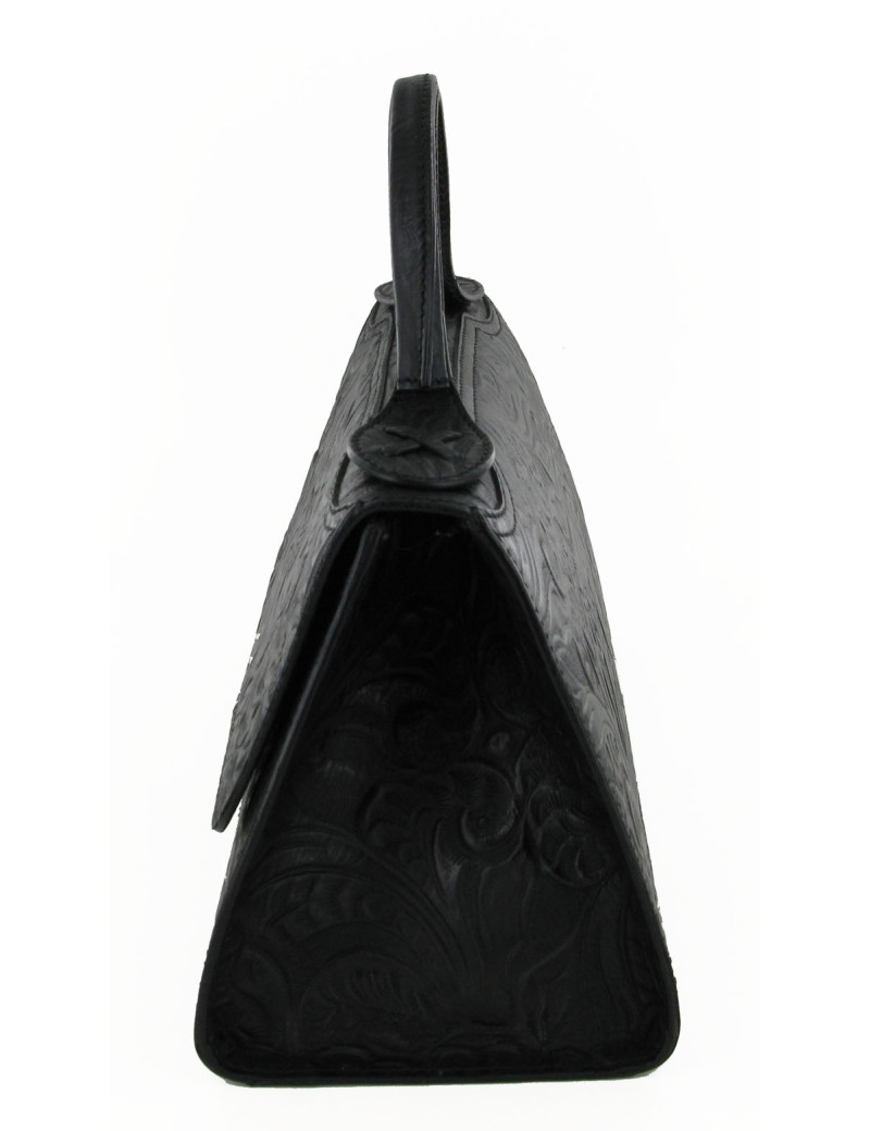 Sac FENDI porté main en cuir embossé noir