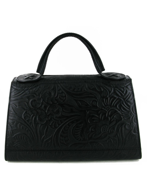 Sac FENDI porté main en cuir embossé noir