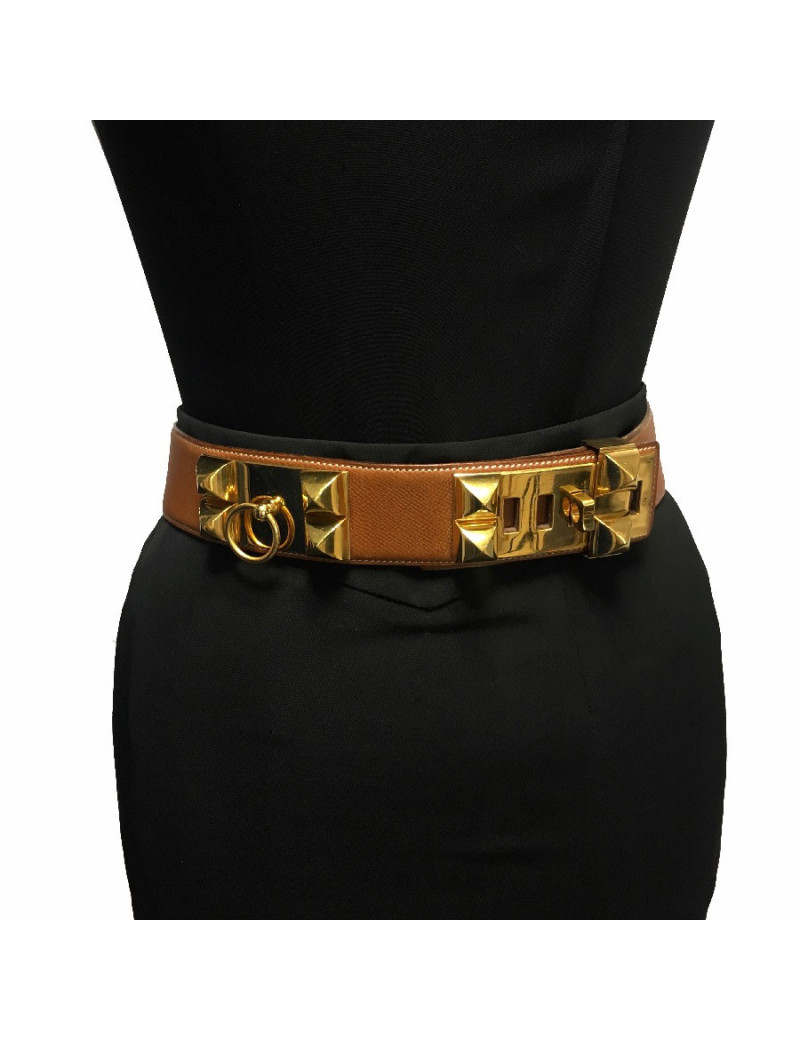  HERMES CDC vintage belt in courchevelt leather size 70