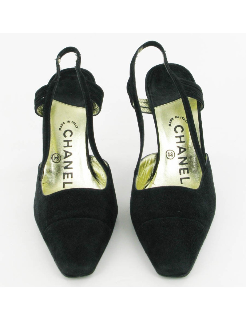 Escarpins CHANEL en daim noir T. 35.5