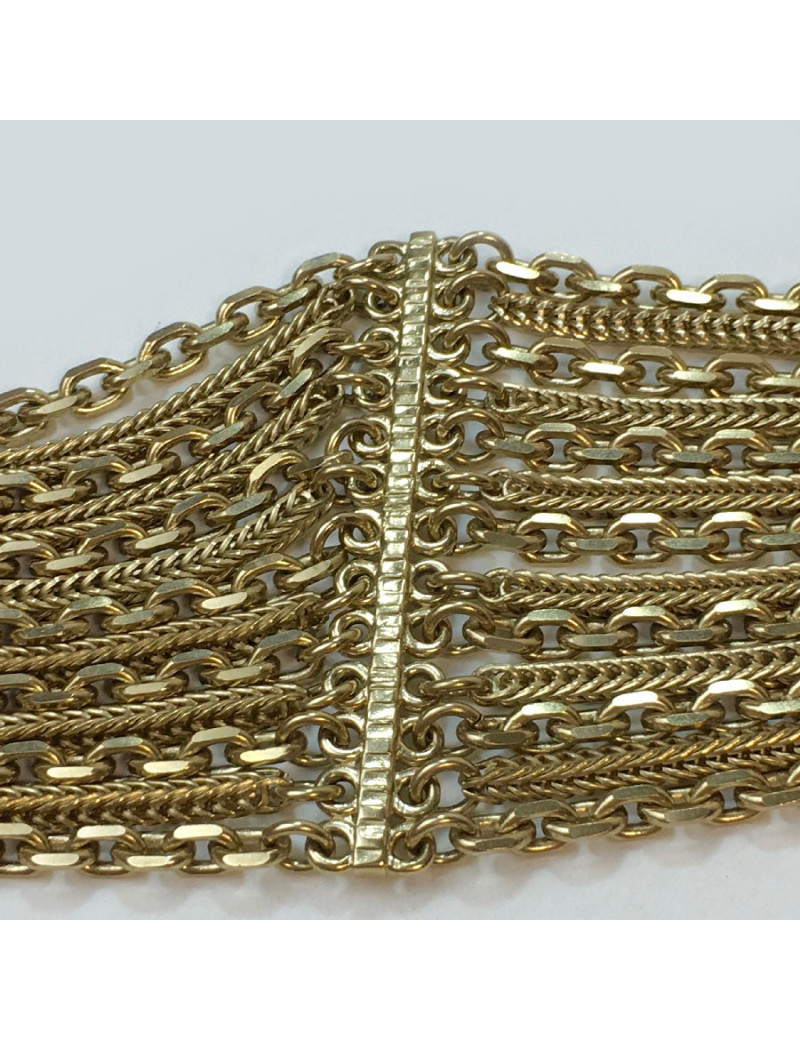 CHANEL vintage multi-chains belt in pale gold metal