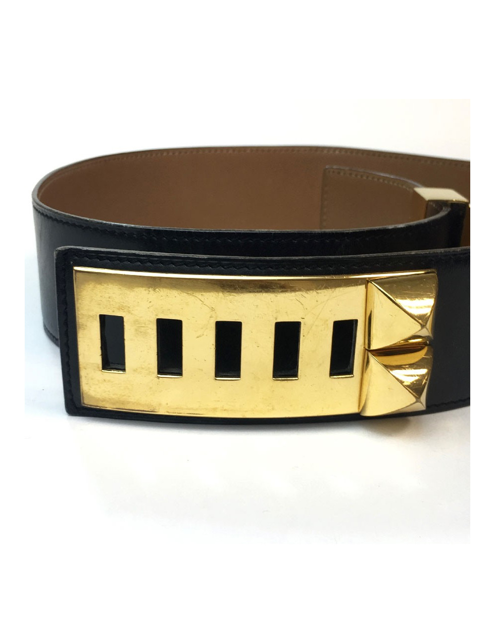 Manchette HERMES CDC collier de chien cuir box noir 