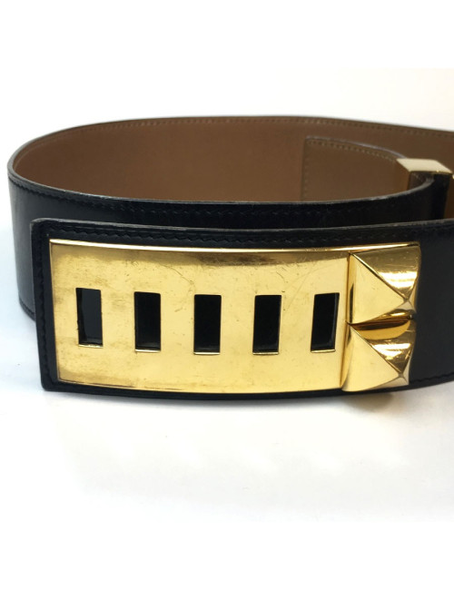 Manchette HERMES CDC collier de chien cuir box noir 