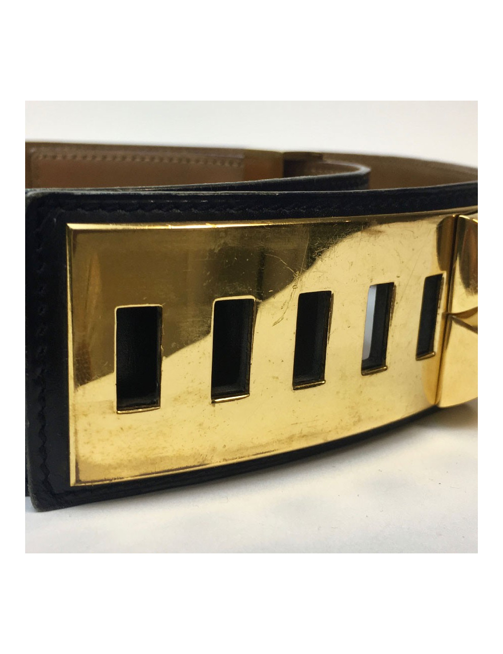 Manchette HERMES CDC collier de chien cuir box noir 