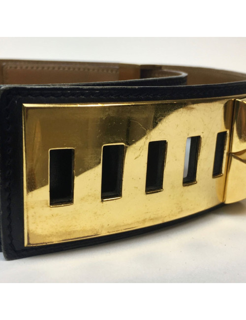 Manchette HERMES CDC collier de chien cuir box noir 