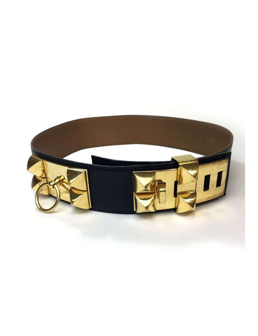 Manchette HERMES CDC collier de chien cuir box noir 