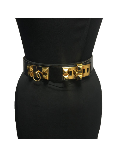 Manchette HERMES CDC collier de chien cuir box noir 