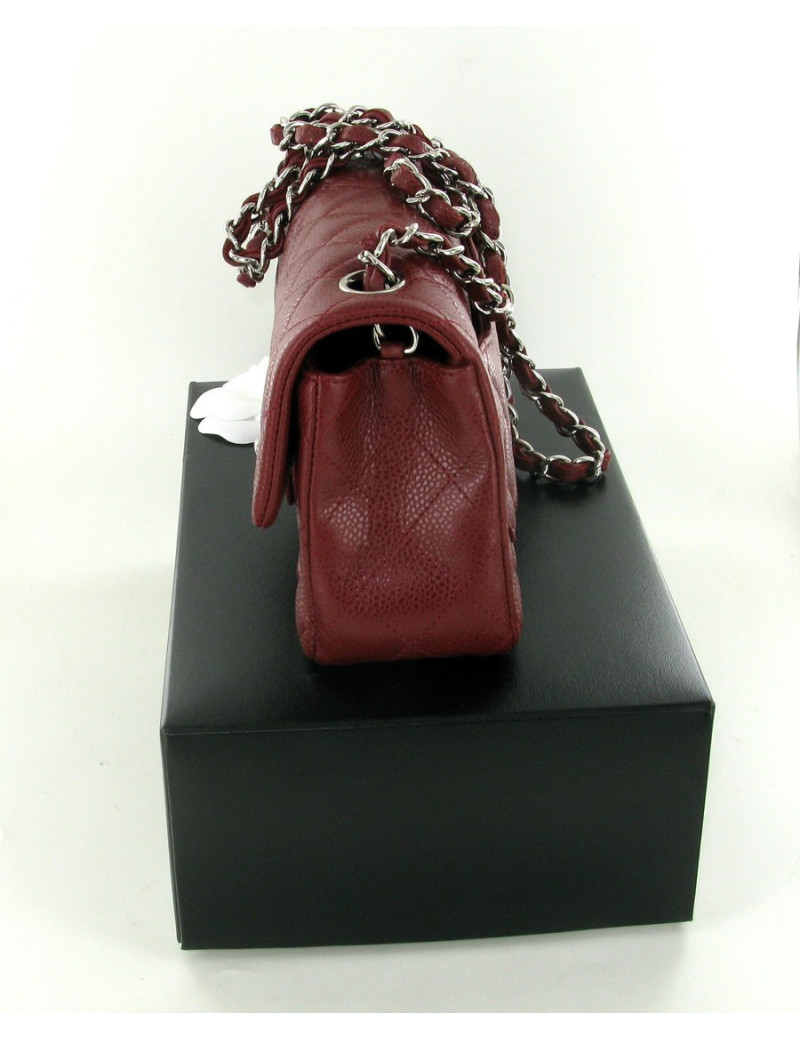 Sac Mademoiselle CHANEL MM en cuir caviar bordeaux