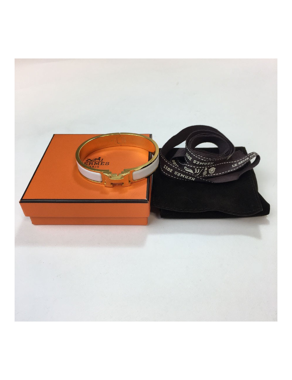 Bracelet Clic H HERMES blanc et or
