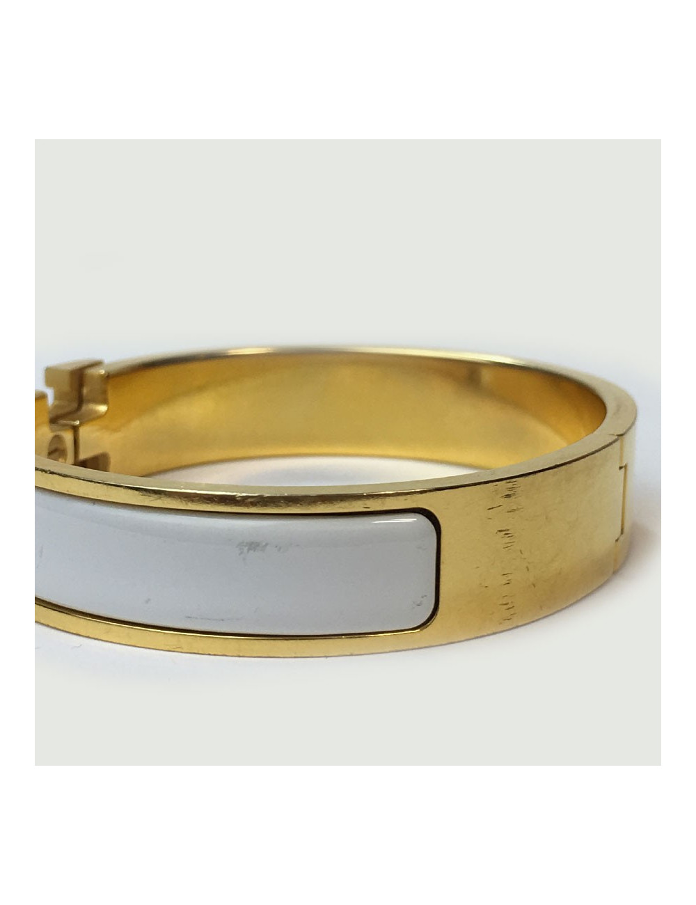 Bracelet Clic H HERMES blanc et or