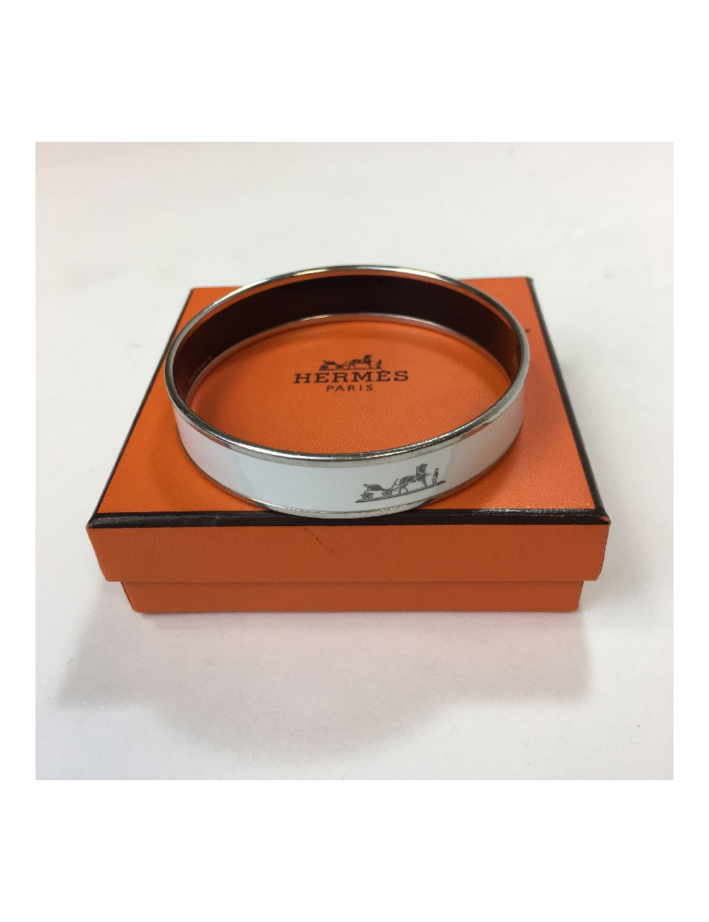 Bracelet HERMES émail blanc