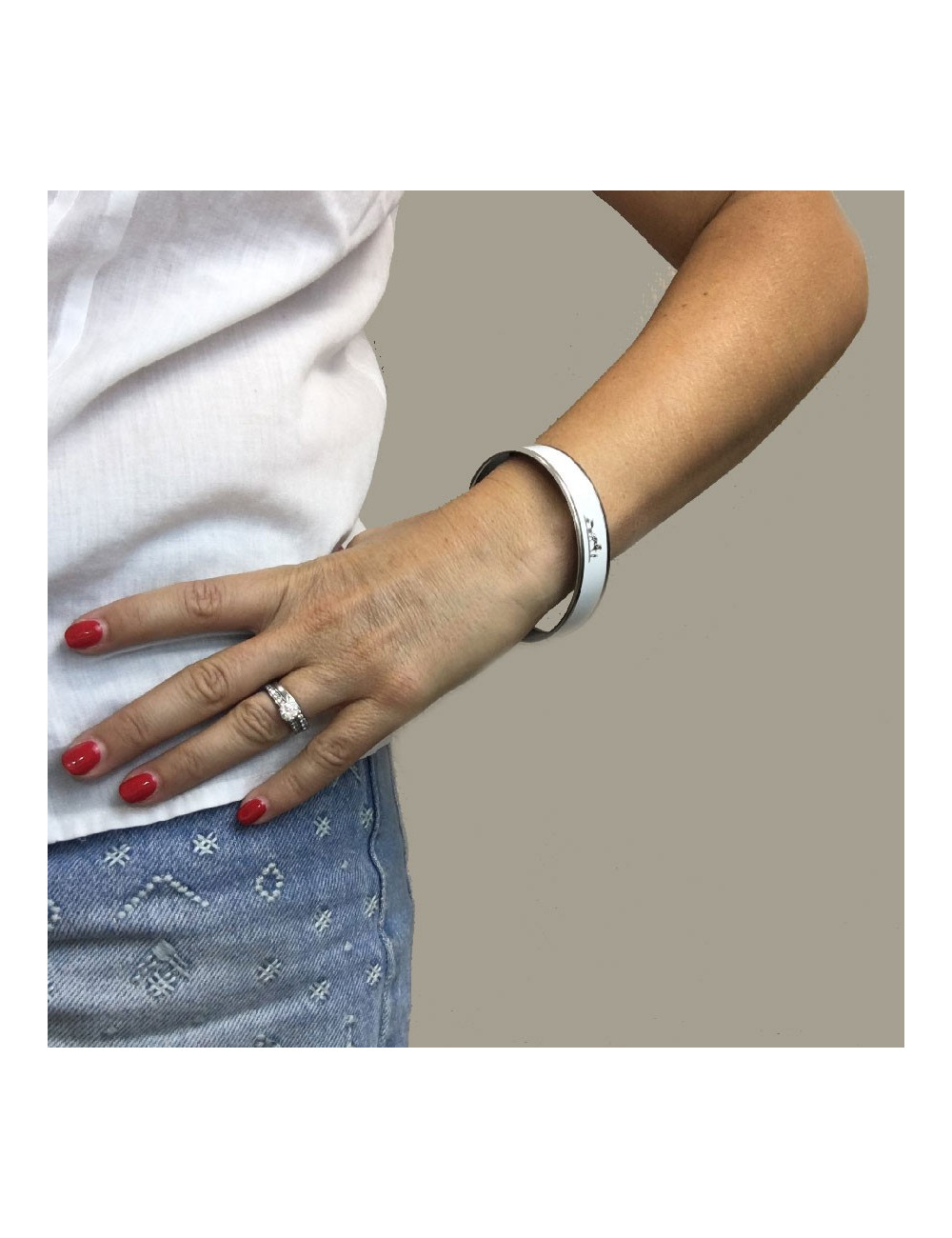 Bracelet HERMES émail blanc