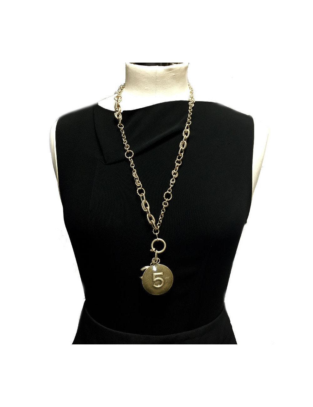 CHANEL Necklace pendant N ° 5 in golden and sequined resin