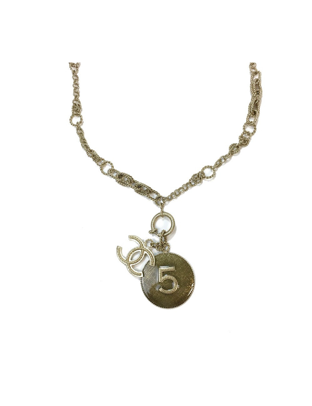 CHANEL Necklace pendant N ° 5 in golden and sequined resin