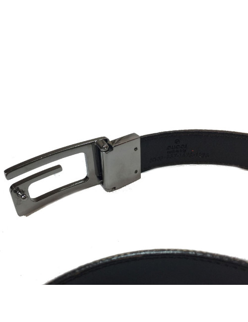 Ceinture GUCCI T 80 en toile monogram beige et cuir marron
