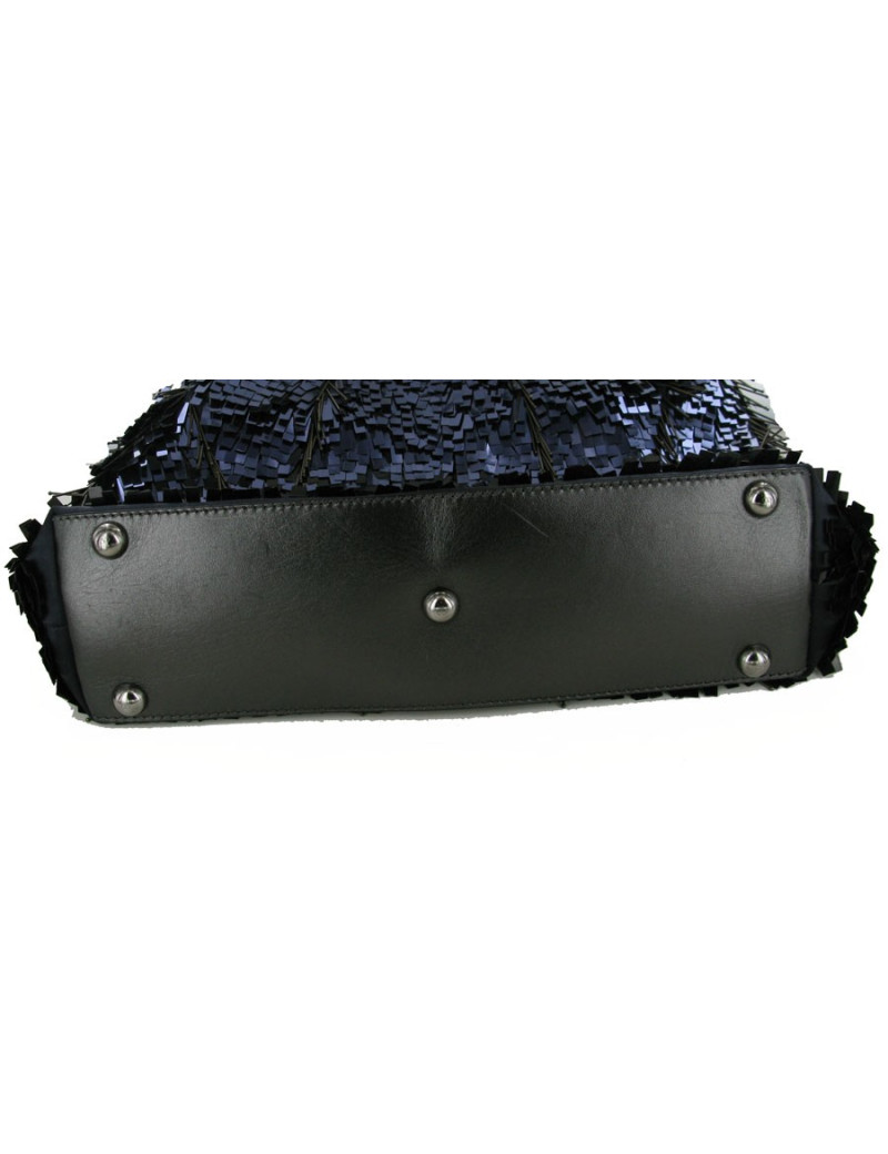 Sac Cabas VALENTINO bijoux et sequins bleu et noir