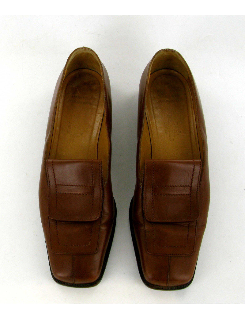 Mocassins HERMES en box gold T 35