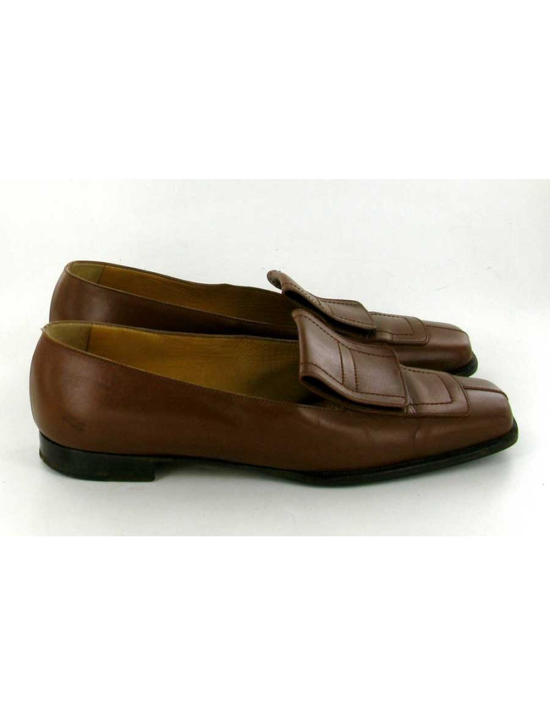 Mocassins HERMES en box gold T 35