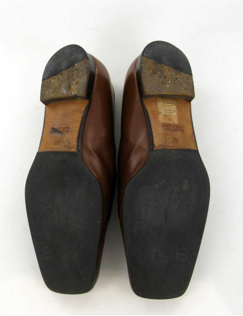 Mocassins HERMES en box gold T 35