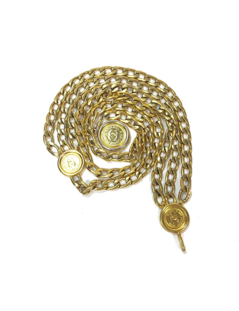 Ceinture CHANEL  triple chaînes dorées Vintage 
