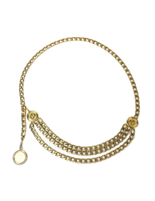 CHANEL vintage chain belt in gilt metal