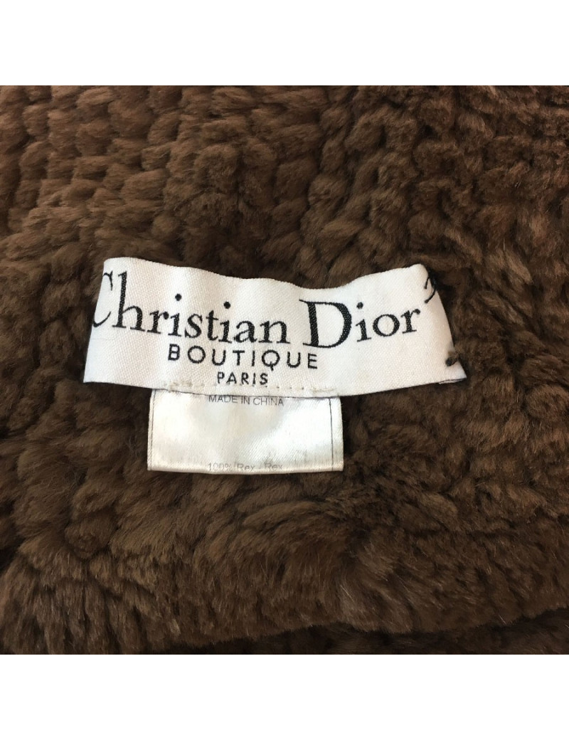 E.S Châle DIOR en lapin Rex tricoté marron
