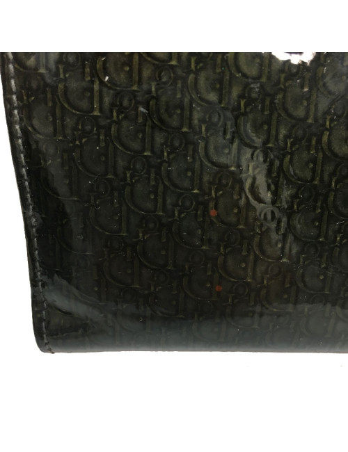 Portefeuille et étui CHRISTIAN DIOR Vintage en toile monogram verni vert foncé